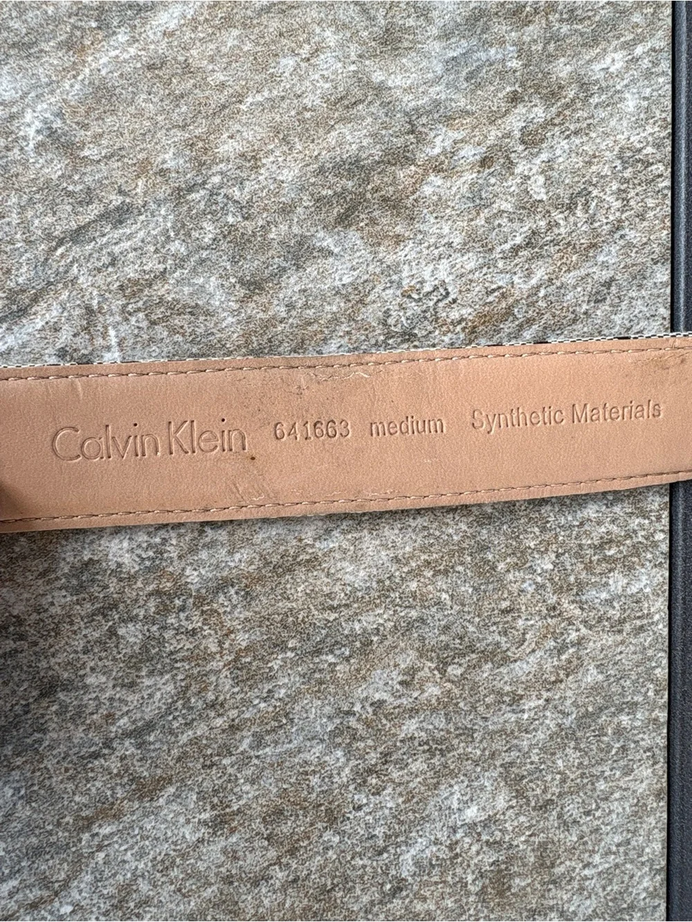 Calvin Klein Black & White Logo-Patterned Men's Belt with Silver Buckle
